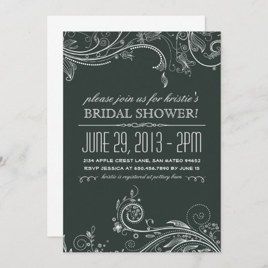 Einladung zu Whimsical Chalkboard (Vorne/Hinten)