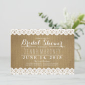 Einladung zu White Lace und Burlap Bridal Dusche (Stehend Vorderseite)