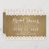 Einladung zu White Lace und Burlap Bridal Dusche (Vorne/Hinten)