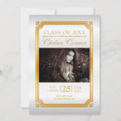 Einladung zu White Satin und Gold Graduate (Vorderseite)