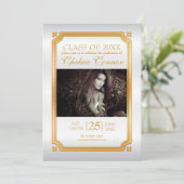 Einladung zu White Satin und Gold Graduate (Stehend Vorderseite)