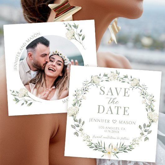 Einladung zu White Wildblume Save the Date Foto