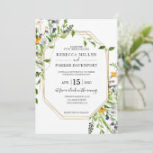 Einladung zu Wildblumen und geometrischen Hochzeit (Stehend Vorderseite)