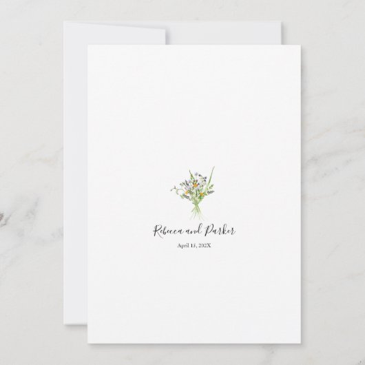 Einladung zu Wildblumen und geometrischen Hochzeit (Rückseite)