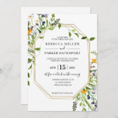 Einladung zu Wildblumen und geometrischen Hochzeit (Vorne/Hinten)