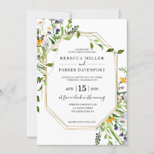 Einladung zu Wildblumen und geometrischen Hochzeit