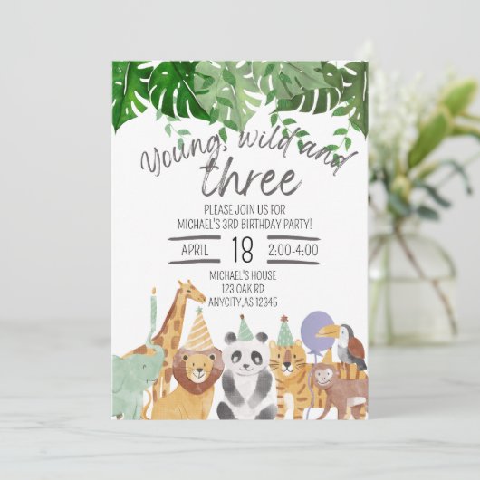 Einladung zu "Young, Wild and Three" (Stehend Vorderseite)