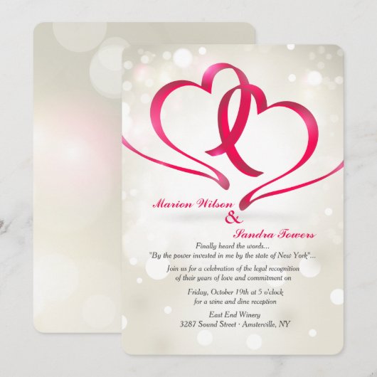 Einladung zu zwei Herzen (Vorne/Hinten)