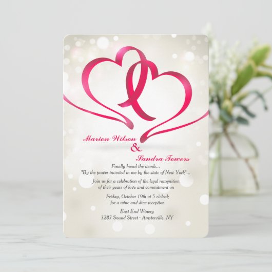 Einladung zu zwei Herzen (Stehend Vorderseite)