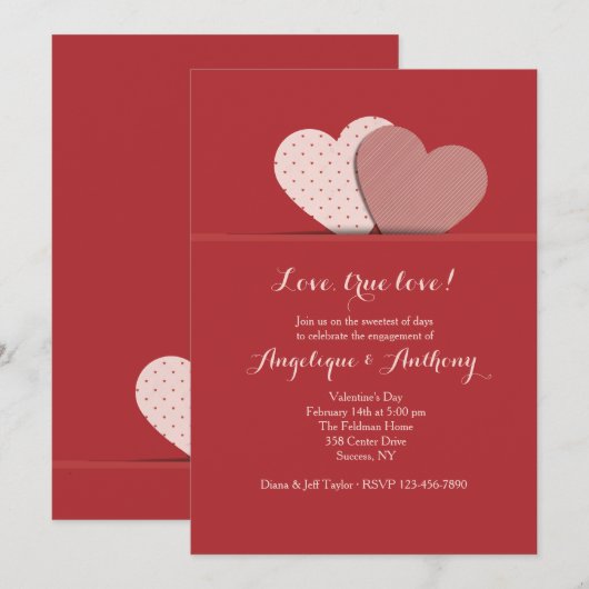 Einladung zu zwei Herzen (Vorne/Hinten)