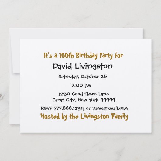 Einladung zum 100. Geburtstag (Rückseite)