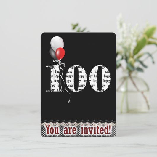 Einladung zum 100. Geburtstag (Stehend Vorderseite)