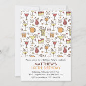 Einladung zum 100. Geburtstag Cocktail Muster Mode (Vorderseite)