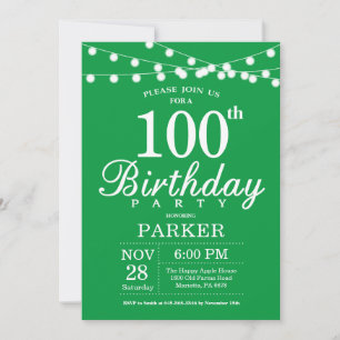 Einladung zum 100. Geburtstag Grün