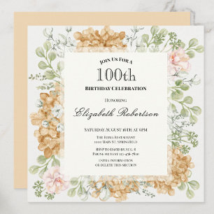 Einladung zum 100. Geburtstag in eleganten Herbstf