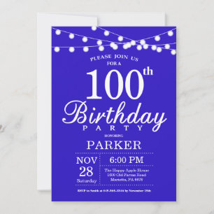 Einladung zum 100. Geburtstag in königsblau