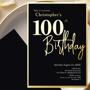 Einladung zum 100. Geburtstag Moderne Goldfolie