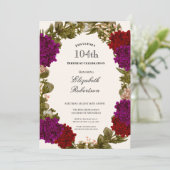 Einladung zum 104. Geburtstag mit Herbstblumenrand (Stehend Vorderseite)