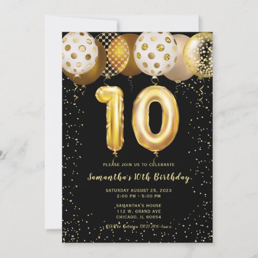 Einladung zum 10. Geburtstag (Vorderseite)