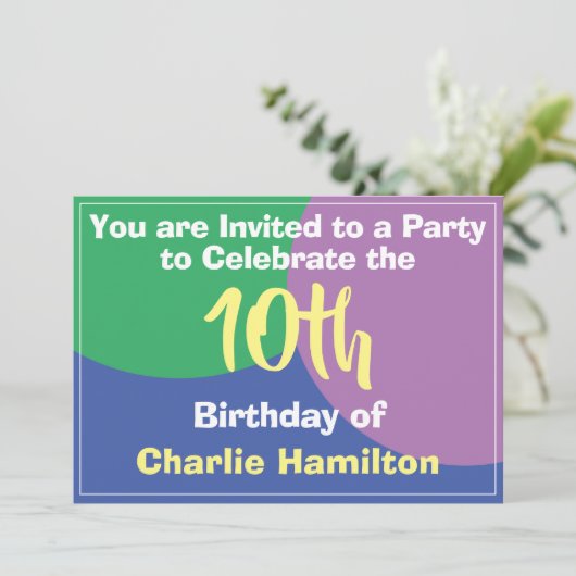 Einladung zum 10. Geburtstag (Stehend Vorderseite)