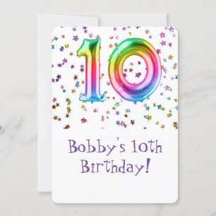 Einladung zum 10. Geburtstag, Größe: 5" x 7", Matt