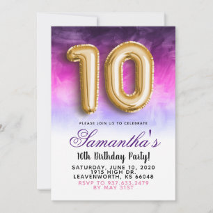 Einladung zum 10. Geburtstag mit Farbverlauf