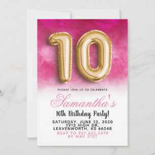 Einladung zum 10. Geburtstag mit Farbverlauf
