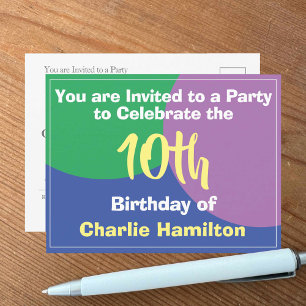 Einladung zum 10. Geburtstag Postkarte