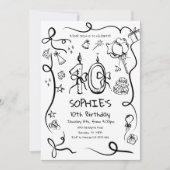 Einladung zum 10. Geburtstag, Whimsical 10. Geburt (Vorderseite)