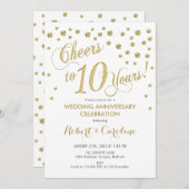 Einladung zum 10. Hochzeitstag - Gold & Weiß (Vorne/Hinten)