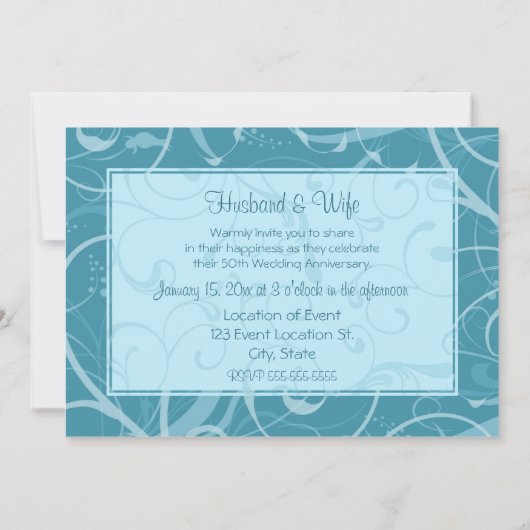 Einladung zum 10. Hochzeitstag in Türkis (Rückseite)