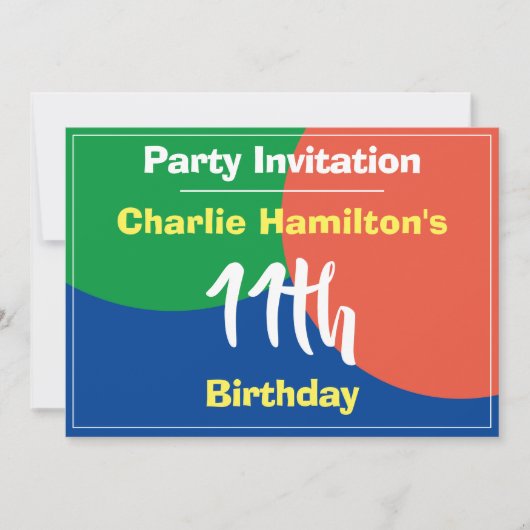 Einladung zum 11. Geburtstag (Vorderseite)