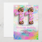 Einladung zum 11. Geburtstag für Mädchen (Vorne/Hinten)
