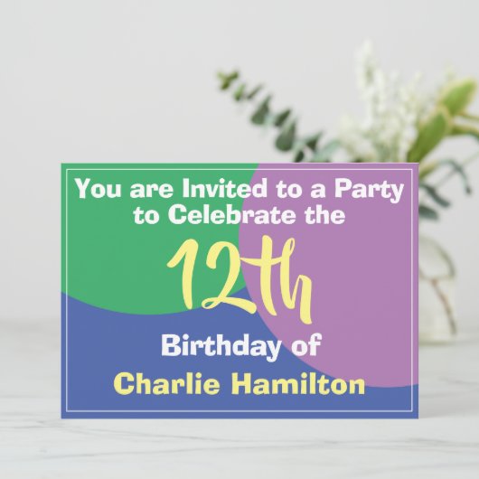 Einladung zum 12. Geburtstag (Stehend Vorderseite)