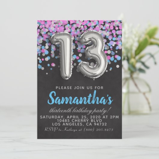 Einladung zum 13. Geburtstag (Stehend Vorderseite)