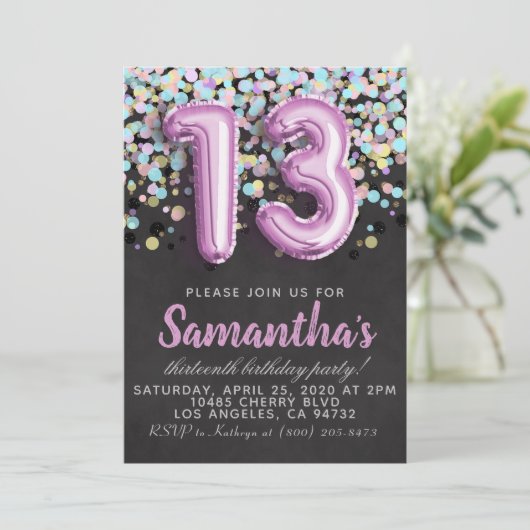 Einladung zum 13. Geburtstag (Stehend Vorderseite)