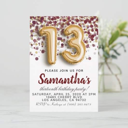 Einladung zum 13. Geburtstag (Stehend Vorderseite)