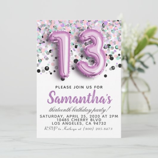 Einladung zum 13. Geburtstag (Stehend Vorderseite)