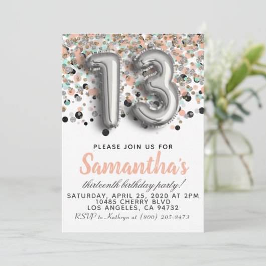 Einladung zum 13. Geburtstag (Stehend Vorderseite)