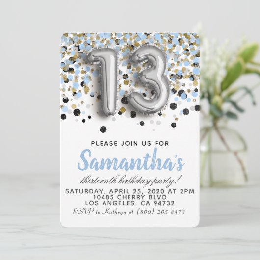 Einladung zum 13. Geburtstag (Stehend Vorderseite)
