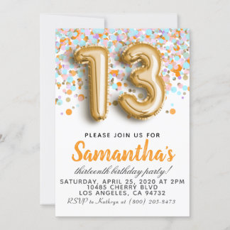 Einladung zum 13. Geburtstag