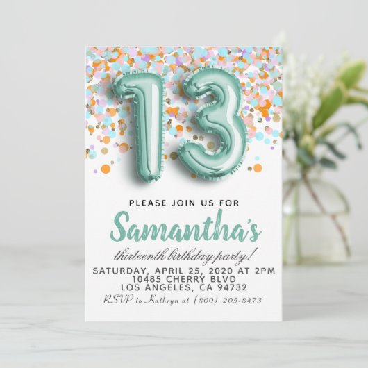 Einladung zum 13. Geburtstag (Stehend Vorderseite)