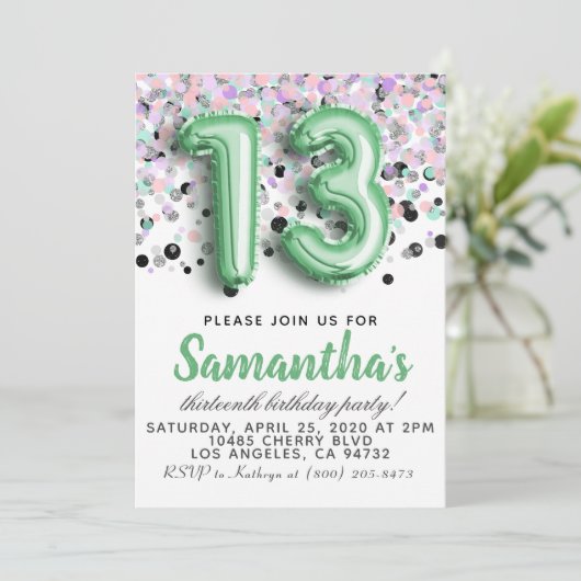  Einladung zum 13. Geburtstag (Stehend Vorderseite)