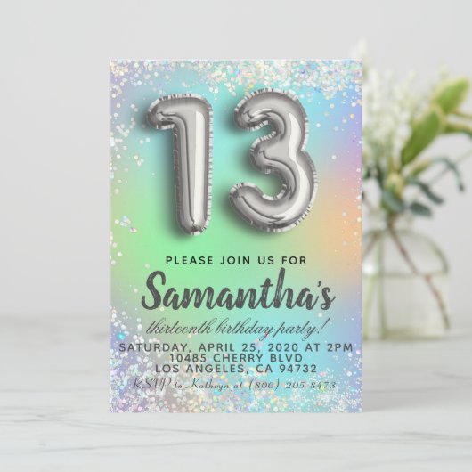 Einladung zum 13. Geburtstag (Stehend Vorderseite)