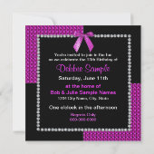 Einladung zum 13. Geburtstag - Fuchsia/Black Polka (Rückseite)