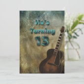 Einladung zum 13. Geburtstag - Gitarre/Männchen (Stehend Vorderseite)