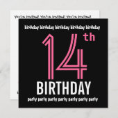Einladung zum 14. Geburtstag (Vorne/Hinten)