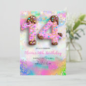Einladung zum 14. Geburtstag für Mädchen (Stehend Vorderseite)