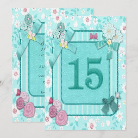 Einladung zum 15. Geburtstag (Vorne/Hinten)