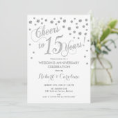 Einladung zum 15. Hochzeitstag - Silberweiß (Stehend Vorderseite)